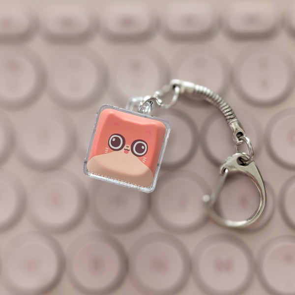 Orange Brained Cat - Fidget Keycap Keychain