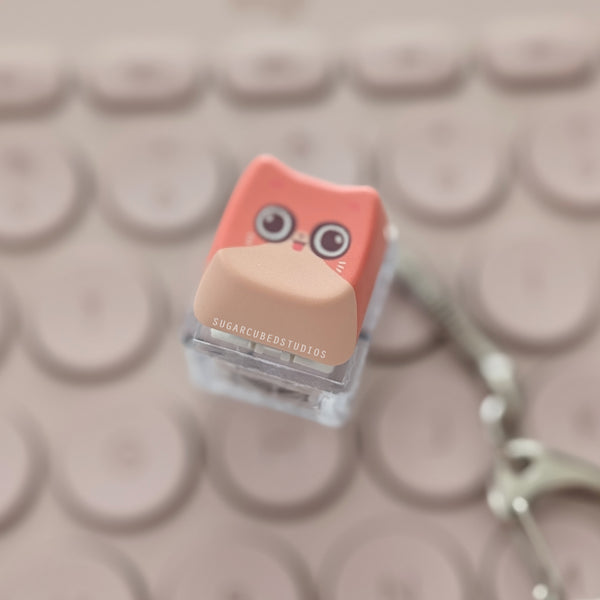Orange Brained Cat - Fidget Keycap Keychain
