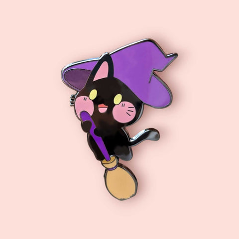 Mew-Witched - Black Witchy Cat Enamel PIn