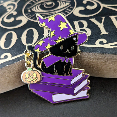 Witchy Black Cat - October 2023 Patreon Enamel Pin