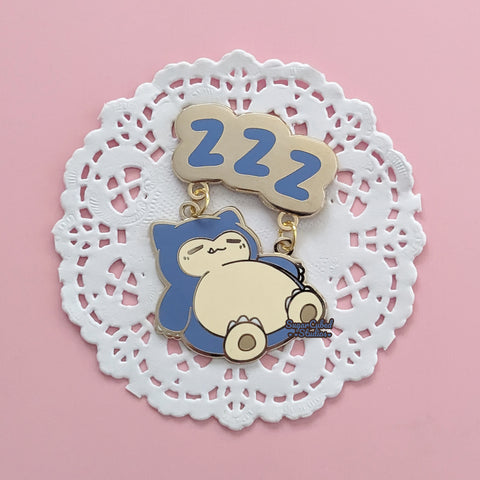 the beloved sleepy pocket monster that's known to block your path enamel pin