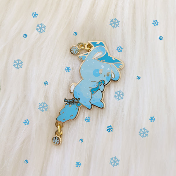 Winter Bunny Familiar - Dangle Enamel Pin