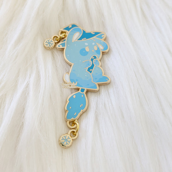 Winter Bunny Familiar - Dangle Enamel Pin