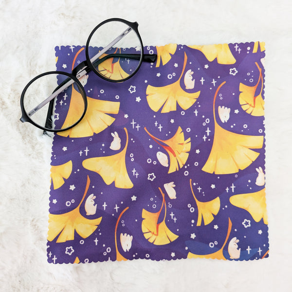 Bunnies and Gingko Leaves - Microfiber Cleaning Cloth