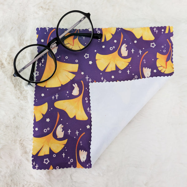 Bunnies and Gingko Leaves - Microfiber Cleaning Cloth