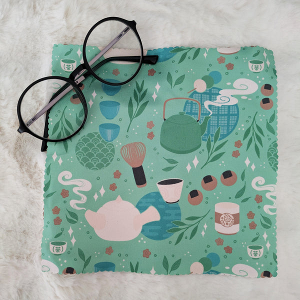Green Tea Pattern - Microfiber Cleaning Cloth