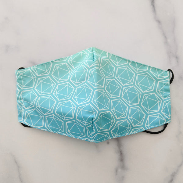 Blue-Green All Over Dice Anti-Dust Face Masks (Non-Medical) with Pocket and Charcoal Filter