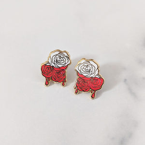 Drippy Rose Earrings - Matte Red Variant