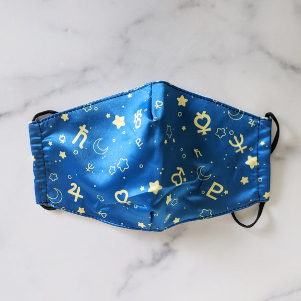 Yellow/Blue Constellations and Symbols Anti-Dust Face Masks (Non-Medical) with Pocket and Charcoal Filter