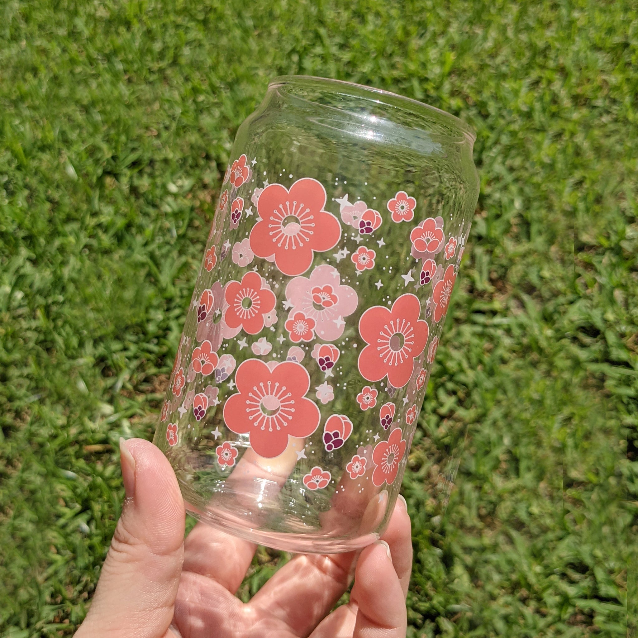 Sakura Flower - Can-shaped Glass Cup – Sugar [Cubed]³ Studios