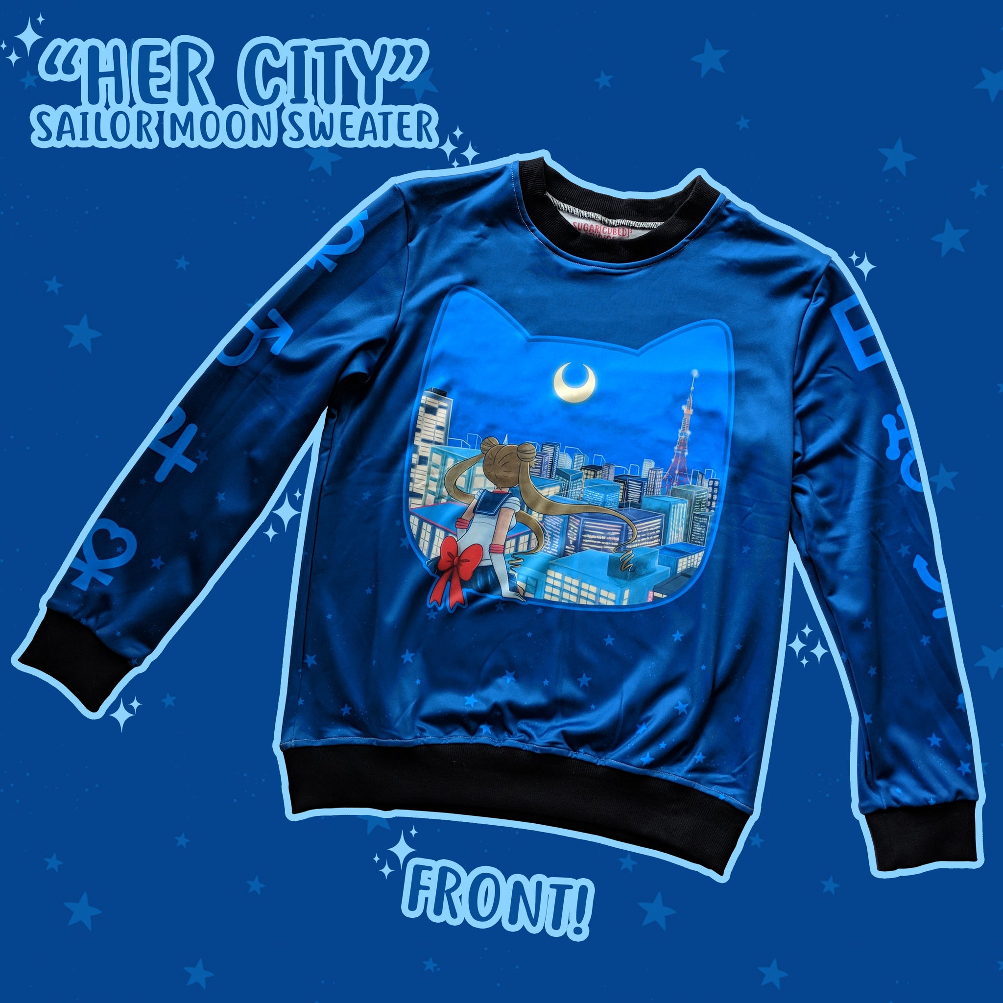 blue sweater sailor moon magical girl cat tokyo japanese anime