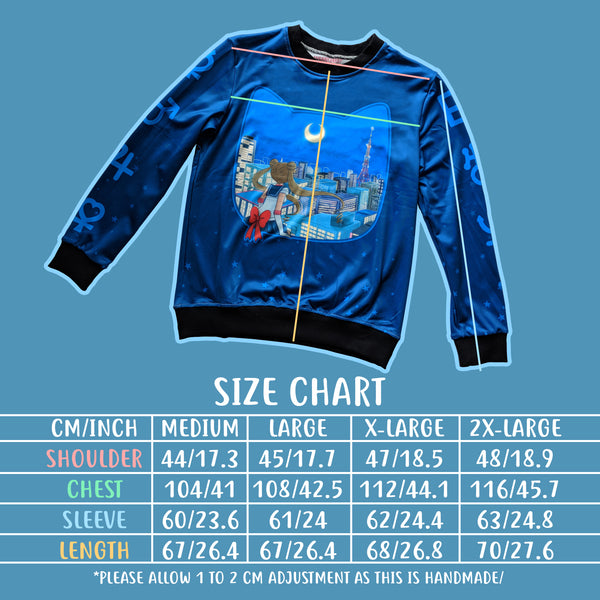visual sizing chart for the sweater
