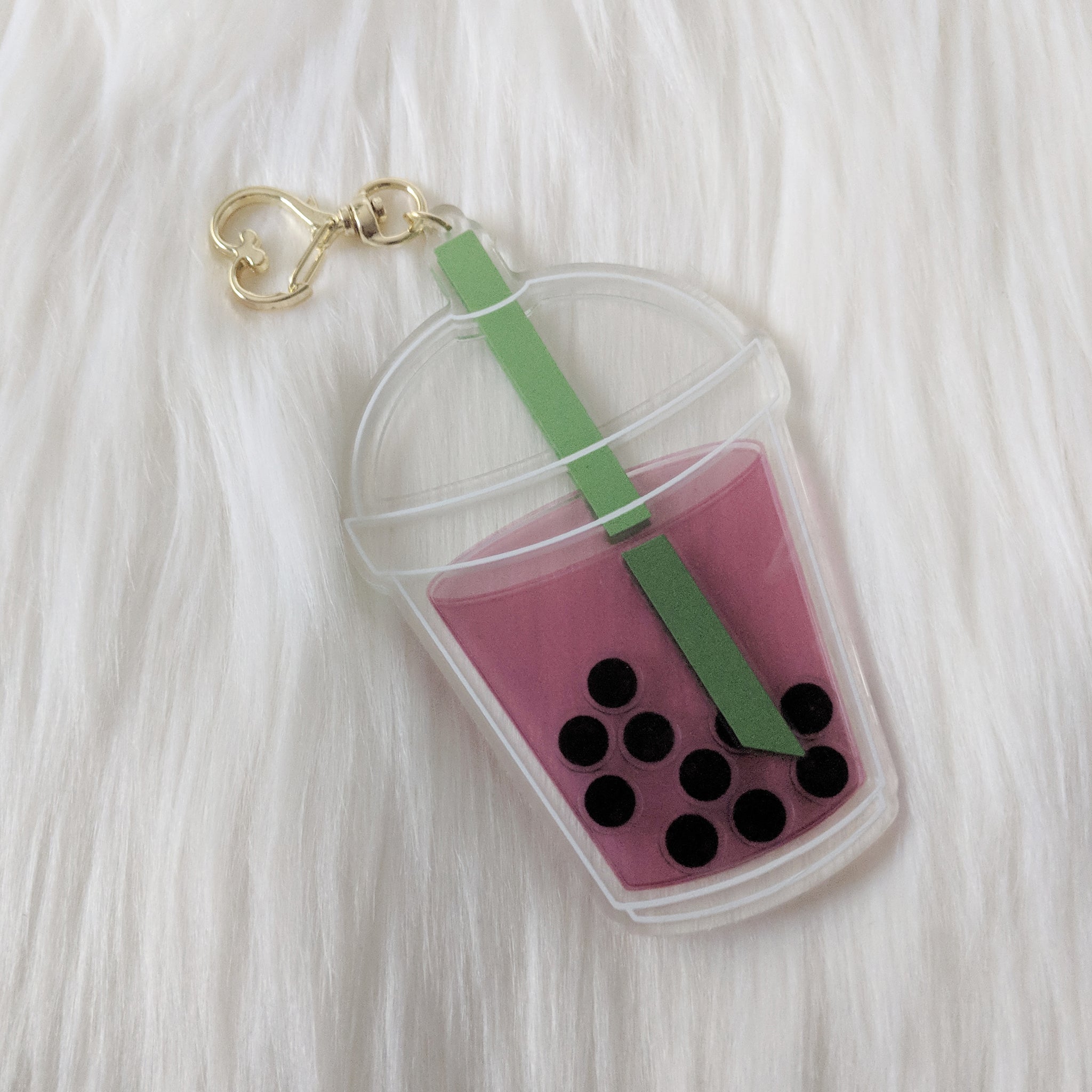 Lychee Boba Milk Tea -Shaker Acrylic Charm