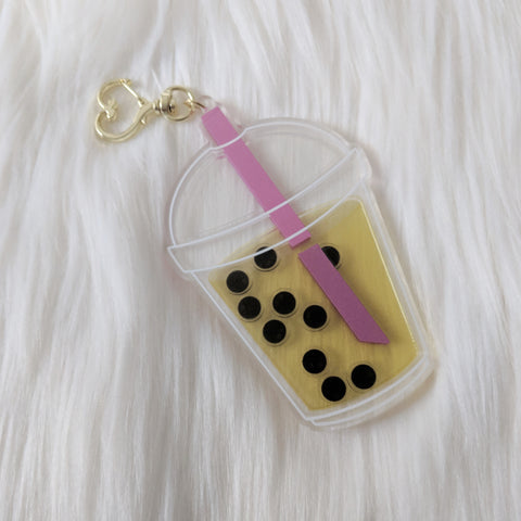 Passion Fruit Boba Milk Tea -Shaker Acrylic Charm